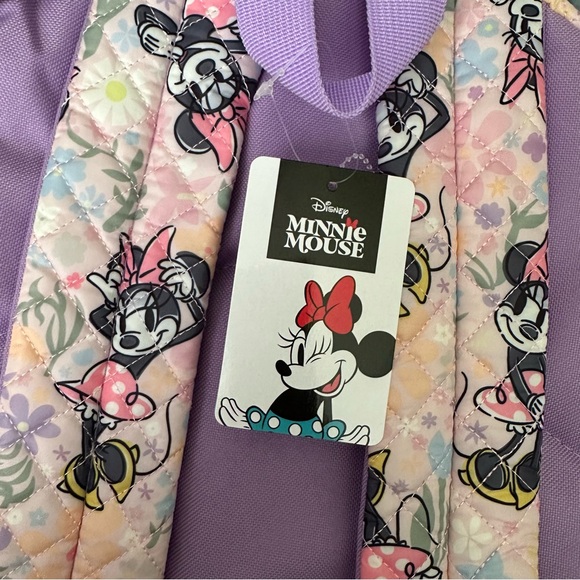 NWT Disney Minnie Mouse Backpack Quilted Floral, Pink & Lavender 16” Lightweight - Picture 5 of 11